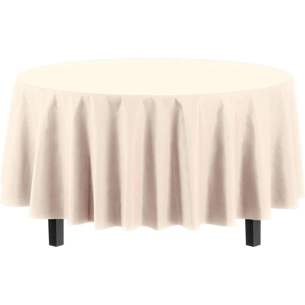 Evershine (6-Pack Heavy Duty Plastic Table Covers Tablecloth - Round 84", Ivory